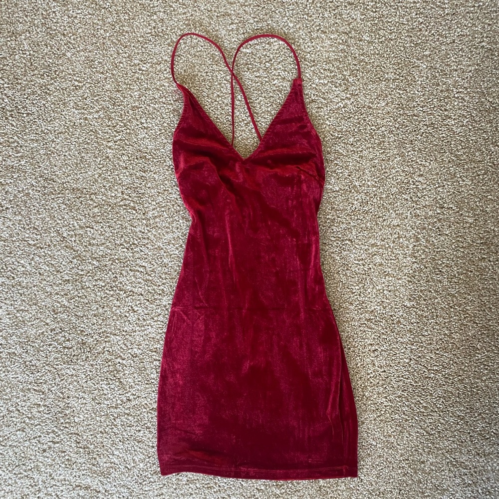 White Fox velvet dress